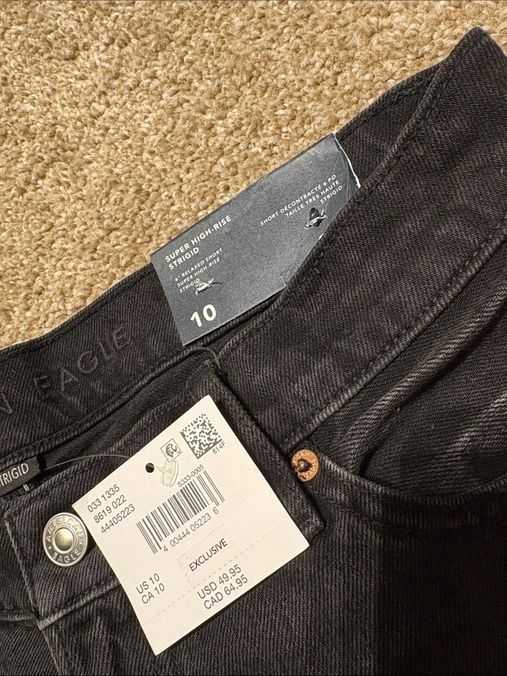 AE Black Denim Shorts